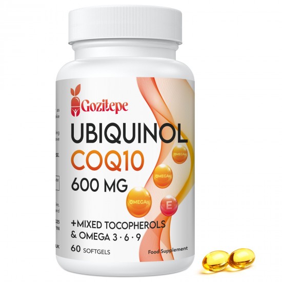 Gozitepe Ubiquinol CoQ10 Dietary Supplement 600mg Softgels with Omega 3, 6, 9 & Vitamin E